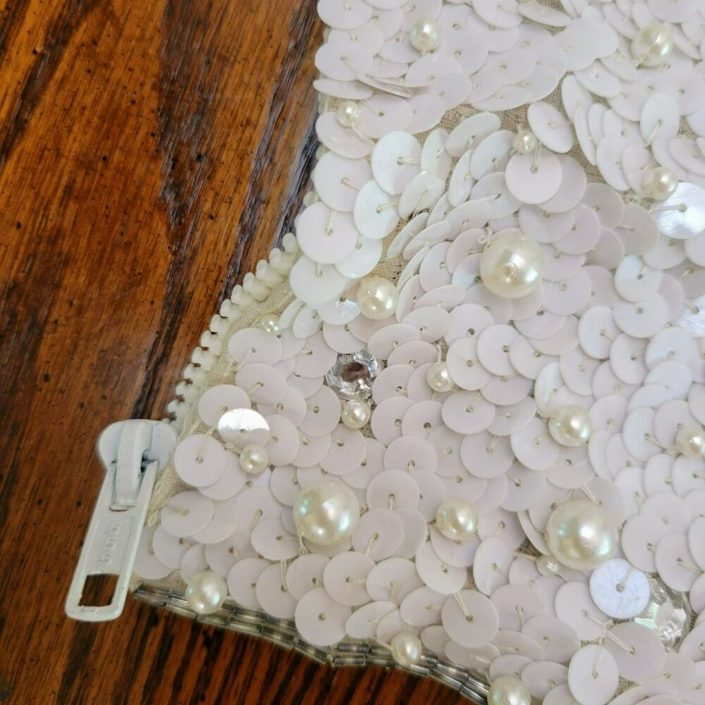 Vintage Saks Fifth Avenue Couture Pearl & Sequin Beaded Strapless Bustier Corset - Picture 13 of 16